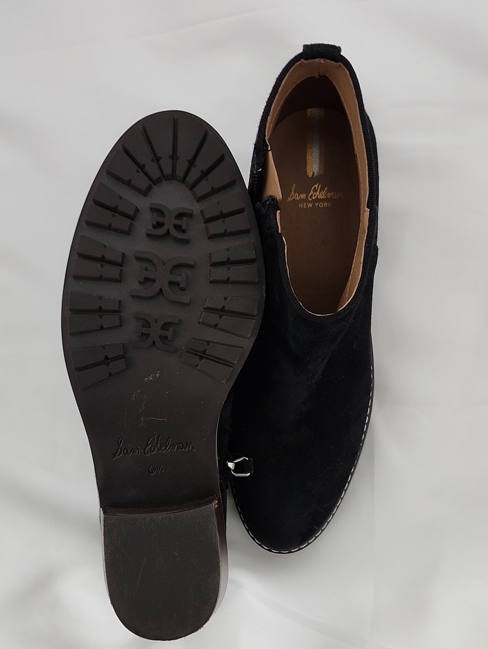 Sam Edelman Black Suede Women's Ankle Boots - Classic Side-Zip Chelsea Style - Picture 3 of 8